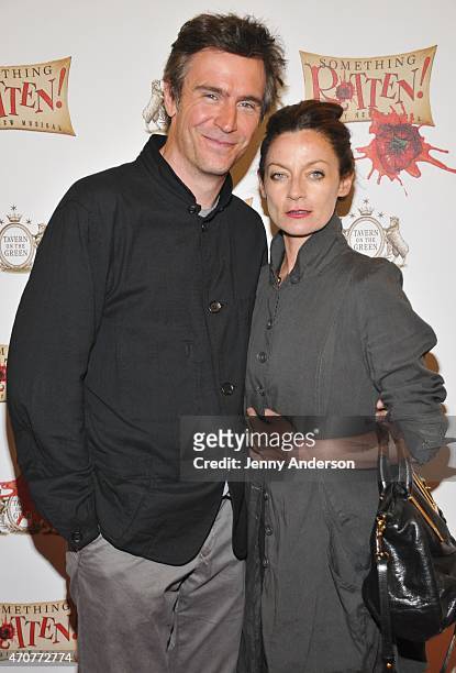 Jack Davenport and Michelle Gomez attend "Something Rotten!" Broadway opening night at St. James Theatre on April 22, 2015 in New York City.
