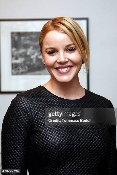 Actress Abbie Cornish attends the 2015 Art Of Elysium dinner with photographer John Russo on April 22, 2015 in Los Angeles, California.