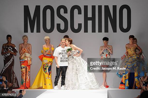 Fashion designer Jeremy Scott on the runway after the Moschino fashion show at Milan Fashion Week Womenswear Autumn/Winter 2014 on February 20, 2014...