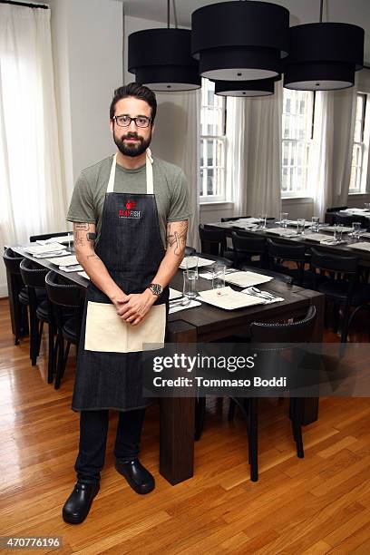 Chef Andrew Gruel attends the 2015 Art Of Elysium dinner with photographer John Russo on April 22, 2015 in Los Angeles, California.