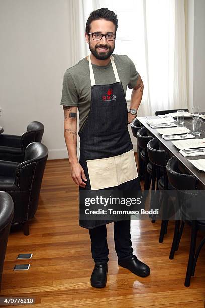 Chef Andrew Gruel attends the 2015 Art Of Elysium dinner with photographer John Russo on April 22, 2015 in Los Angeles, California.