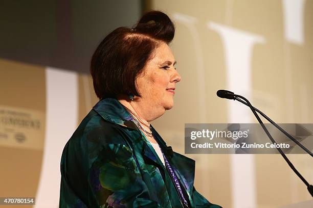 Suzy Menkes attends the Conde' Nast International Luxury Conference at Palazzo Vecchio on April 23, 2015 in Florence, Italy.