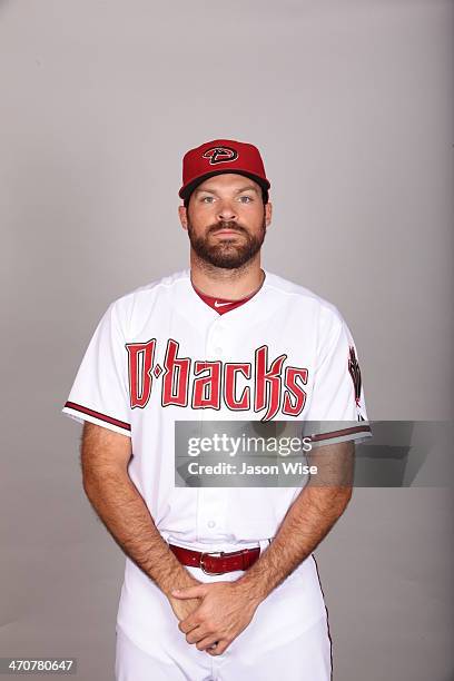 Josh Collmenter of the Arizona Diamondbacks poses during Photo Day on Wednesday, February 19, 2014 at Salt River Fields at Talking Stick in...