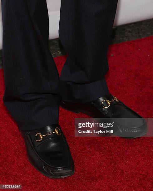 Lorne Michaels, shoe detail, attends the world premiere of "Live From New York" at The Beacon Theatre on April 15, 2015 in New York City.