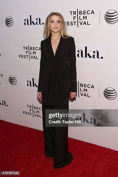 Actress Amber Heard attends the premiere of "The Adderall Diaries" at the 2015 Tribeca Film Festival at BMCC Tribeca PAC on April 16, 2015 in New...