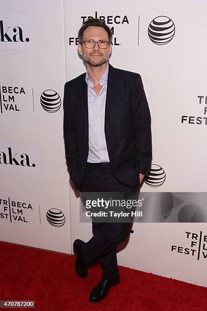 Actor Christian Slater attends the premiere of "The Adderall Diaries" at the 2015 Tribeca Film Festival at BMCC Tribeca PAC on April 16, 2015 in New...