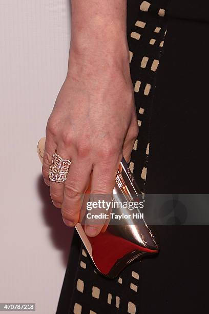 Cynthia Nixon, clutch detail, attends the premiere of "The Adderall Diaries" at the 2015 Tribeca Film Festival at BMCC Tribeca PAC on April 16, 2015...