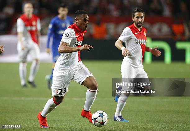 Anthony Martial of Monaco in action during the UEFA Champions League Quarter Final second leg match between AS Monaco FC and Juventus Turin at Stade...