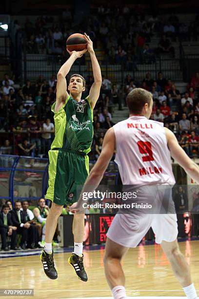 Fran Vazquez, #17 of Unicaja Malaga in action during the 2013-2014 Turkish Airlines Euroleague Top 16 Date 7 game between EA7 Emporio Armani Milan v...