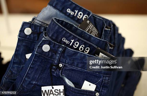 Gap jeans are displayed at a Gap store on February 20, 2014 in San Francisco, California. Gap Inc. Announced that they will raise their minimum wage...