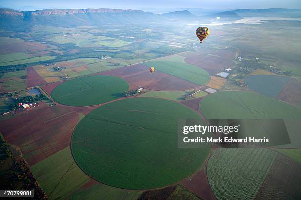 hot air ballooning, south africa - graancirkel stockfoto's en -beelden