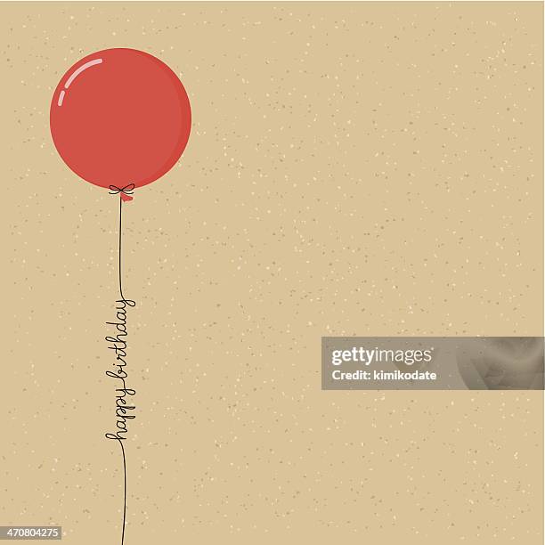 stockillustraties, clipart, cartoons en iconen met happy birthday balloon with script - happy birthday vintage