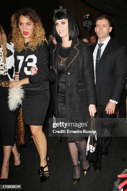 Katy Perry attends the Moschino fashion show during Milan Fashion Week Womenswear Autumn/Winter 2014 on February 20, 2014 in Milan, Italy.