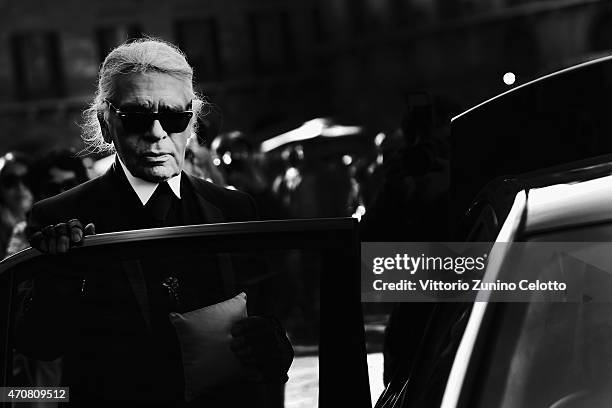 Karl Lagerfeld attends the Conde' Nast International Luxury Conference at Palazzo Vecchio on April 22, 2015 in Florence, Italy.