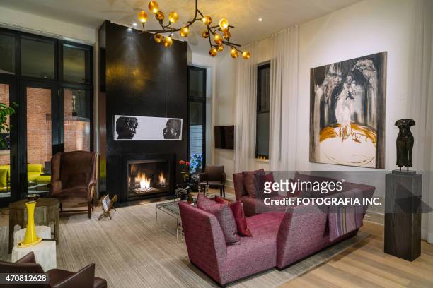 north american luxury condo interior - glass sculpture stock pictures, royalty-free photos & images