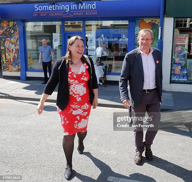 Coronation Street actor, David Neilson, who plays Roy Cropper in the TV soap joins Labour candidate for Redcar Anna Turley during a visit on April...