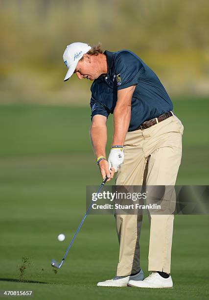 Ernie Els of South Africa plays a shot on the second play off hole during the second round of the World Golf Championships - Accenture Match Play...