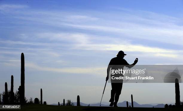 Ernie Els of South Africa celebrates on the first play off hole during the second round of the World Golf Championships - Accenture Match Play...