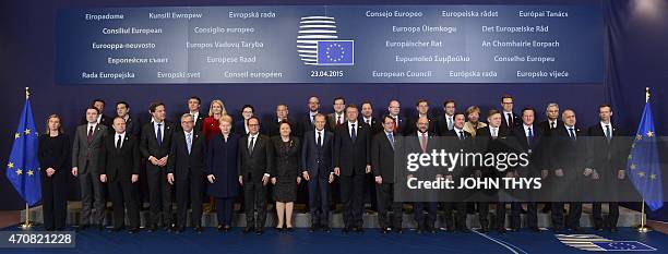 European heads of state and government Italian Prime minister Matteo Renzi, Greek Prime Minister Alexis Tsipras, Irish Prime minister Enda Kenny,...