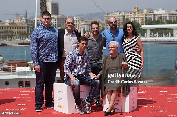 Spanish actors Antonio Bachiller, Felipe Velez, Daniel Guzman, Luis Tosar, Maria Miguel, Miguel Herran and Antonia Guzman attend the "A Cambio de...