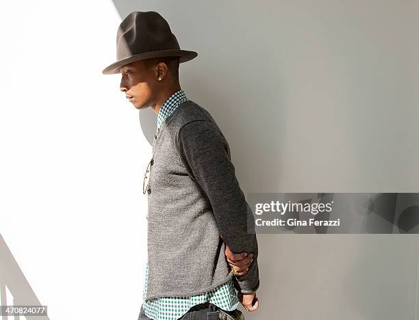 Musician and producer Pharrell Williams is photographed for Los Angeles Times on February 10, 2014 in Beverly Hills, California. PUBLISHED IMAGE....