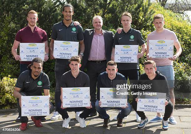 Player of the year nominees Adam Rooney of Aberdeen,Virgil Van Dijk of Celtic, Fraser Whishart, Scottish PFA chairman,Stefan Johansen of Celtic and...