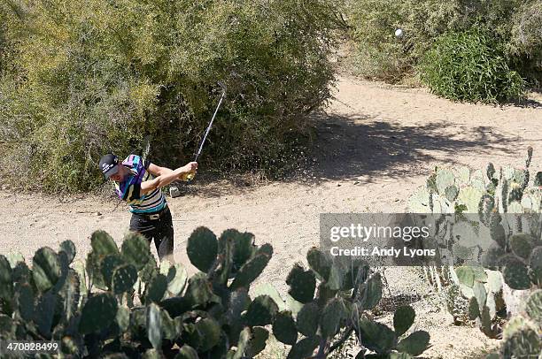 Jonas Blixt of Sweden plays his fourth shot on the 18th hole during the second round of the World Golf Championships - Accenture Match Play...