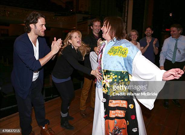 Steven Pasquale, Kelli O'Hara, Jennifer Allen, Director Bartlett Sher and Company during the Opening Night Gypsy Robe Ceremony honoring Jennifer...