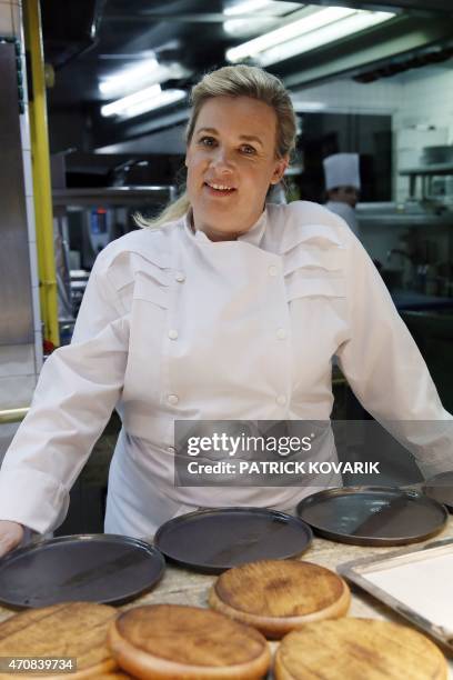 French chef Helene Darroze poses in her restaurant in Paris on April 23 after being awarded the 2015 Veuve Clicquot "World's Best Female Chef" award....