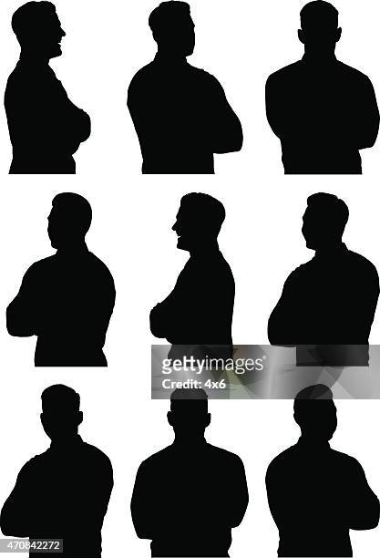 casual man standing arms crossed - waist up stock illustrations