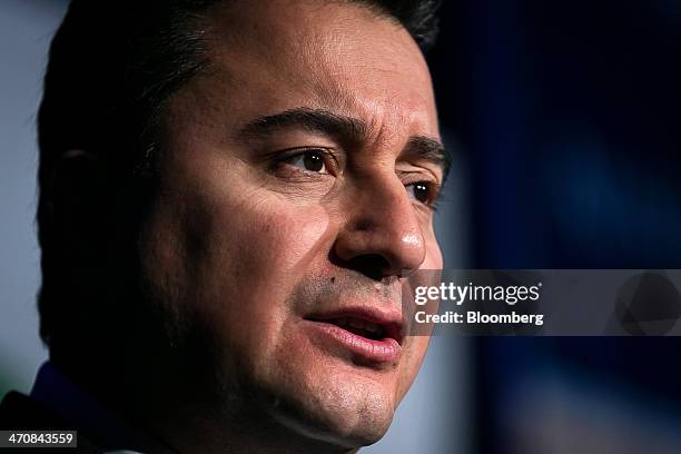 Ali Babacan, Turkey's deputy prime minister, speaks during an Institute of International Finance conference ahead of a Group-of-20 Finance Ministers...