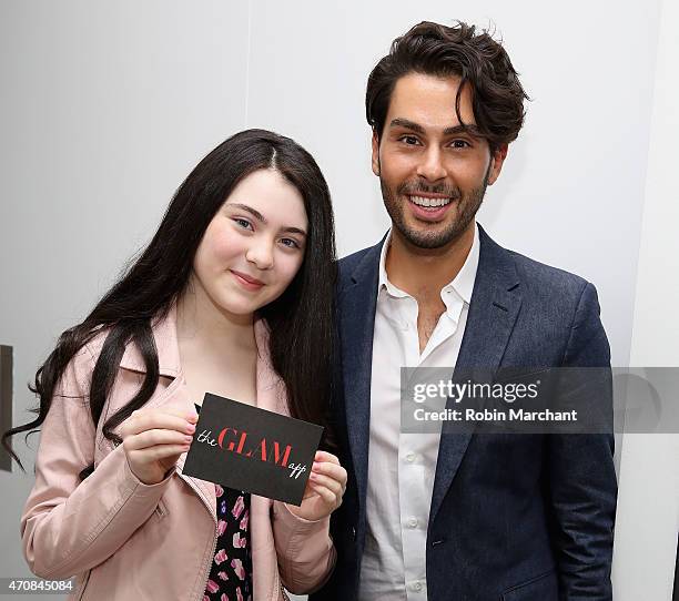 Lilla Crawford and Joey Maalouf attend The Glam App Launches in New York on April 23, 2015 in New York City.