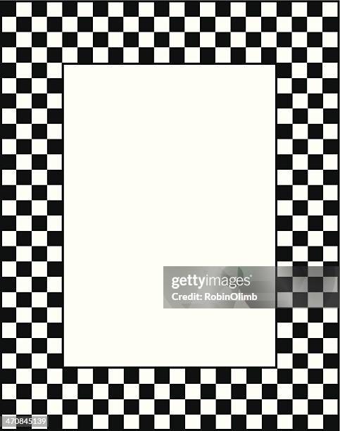 stockillustraties, clipart, cartoons en iconen met black and white checkered frame - geblokt