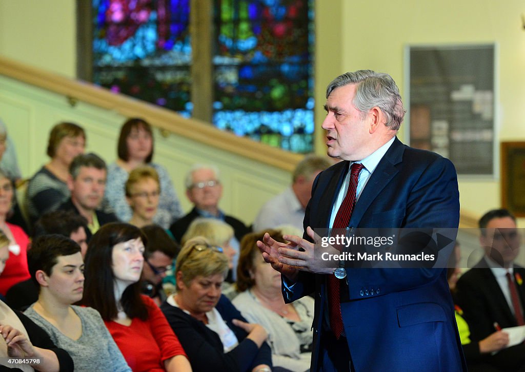 Former Labour Party Prime Minister Gordon Brown Gives A Keynote Election Speech