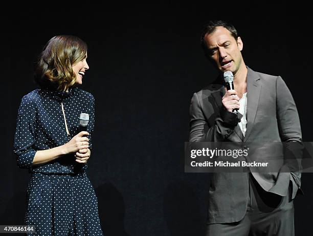 Actors Rose Byrne and Jude Law speak onstage during 20th Century Fox Invites You to a Special Presentation Highlighting Its Future Release Schedule...