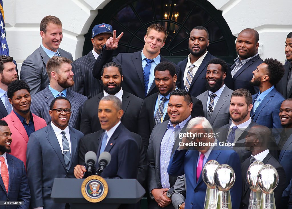 President Honors Patriots, But Fumbles On Deflategate Quip