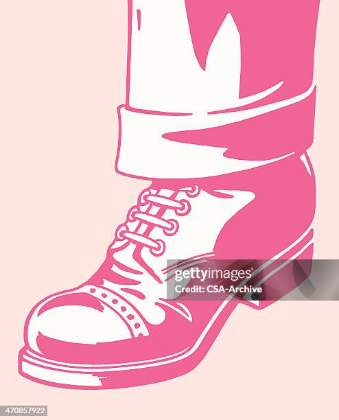 man's pant leg and shoe - ankle stock illustrations