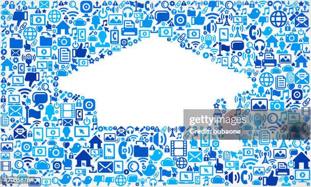 graduation cap on vector technology pattern background - graduation photo stock illustrations