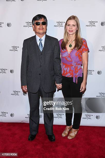 Director Vanessa Hope and Chen Guangcheng attend "All Eyes And Ears" Premiere during the 2015 Tribeca Film Festival at Chelsea Bow Tie Cinemas on...