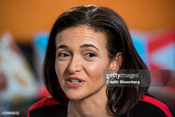 Sheryl Sandberg, chief operating officer of Facebook Inc., speaks during a Bloomberg Television interview in San Francisco, California, U.S., on...