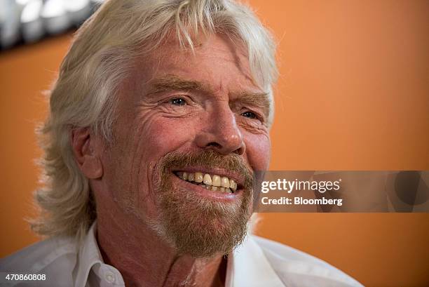 Richard Branson, chairman and founder of Virgin Group Ltd., smiles during a Bloomberg Television interview in San Francisco, California, U.S., on...