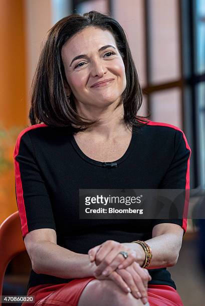 Sheryl Sandberg, chief operating officer of Facebook Inc., listens during a Bloomberg Television interview in San Francisco, California, U.S., on...