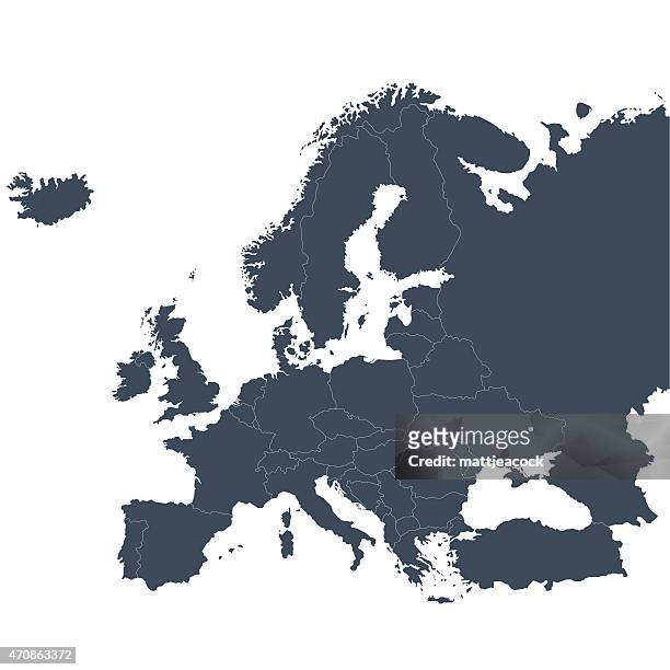 europe outline map - spain stock illustrations