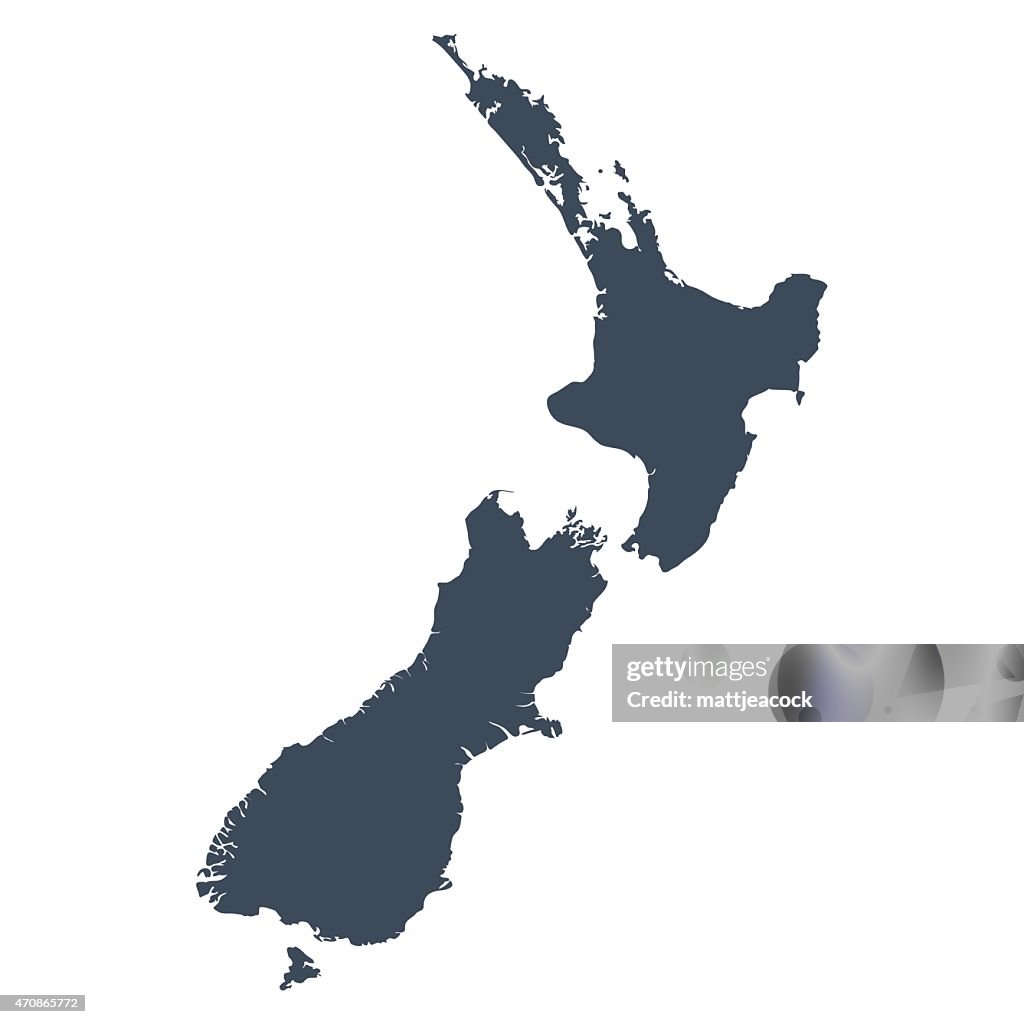 Illustrated map of the country of New Zealand.