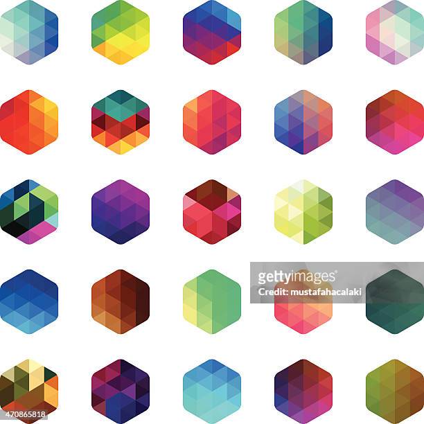 stockillustraties, clipart, cartoons en iconen met hexagon colourful mosaic buttons - blanco color