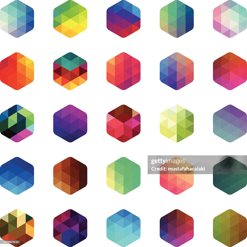 hexagon buttons vector art stock images |... Hexagon Colourful Mosaic Buttons High-Res Vector Graphic - Getty Images