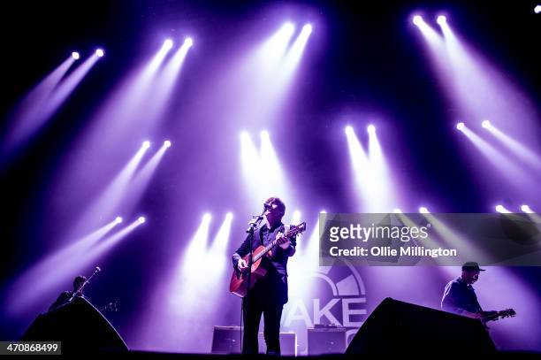 Jake Bugg performs on the opening night of his UK tour to a home city crowd on stage at Nottingham Capital FM Arena on February 20, 2014 in...