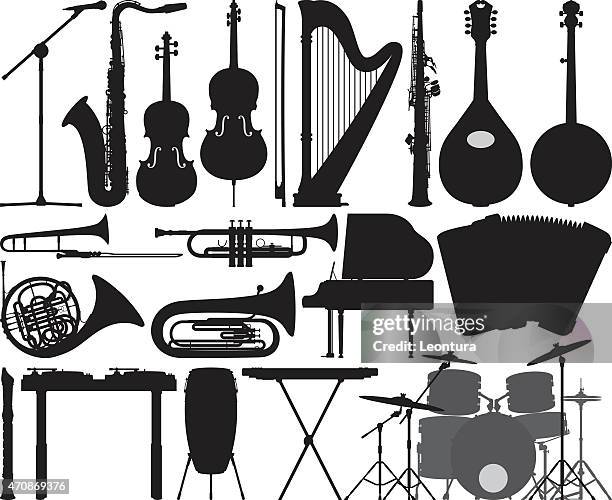 detailed instruments - double bass stock illustrations