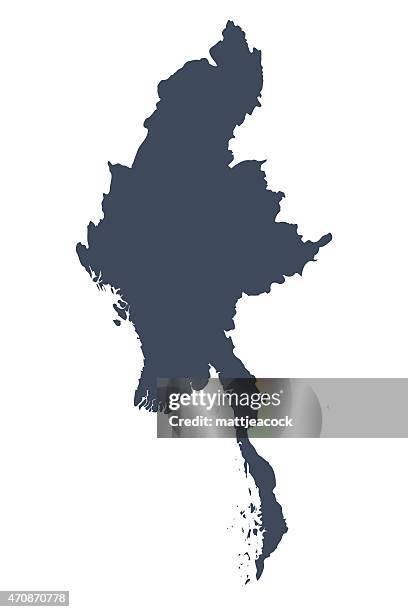 burma country map - myanmar stock illustrations