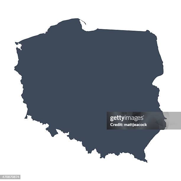 a illustrated blue poland country map - poland map stock illustrations